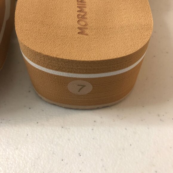 Mormirac Womens Wedge Sandals Woven Fabric Thong White 7 - Picture 5 of 5